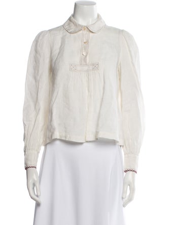 Étoile Isabel Marant Linen Long Sleeve Crop Top