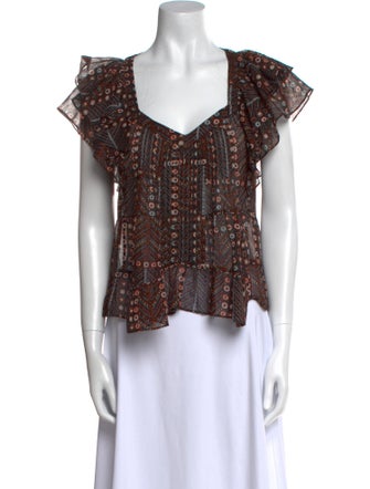 Isabel Marant Printed Square Neckline Blouse