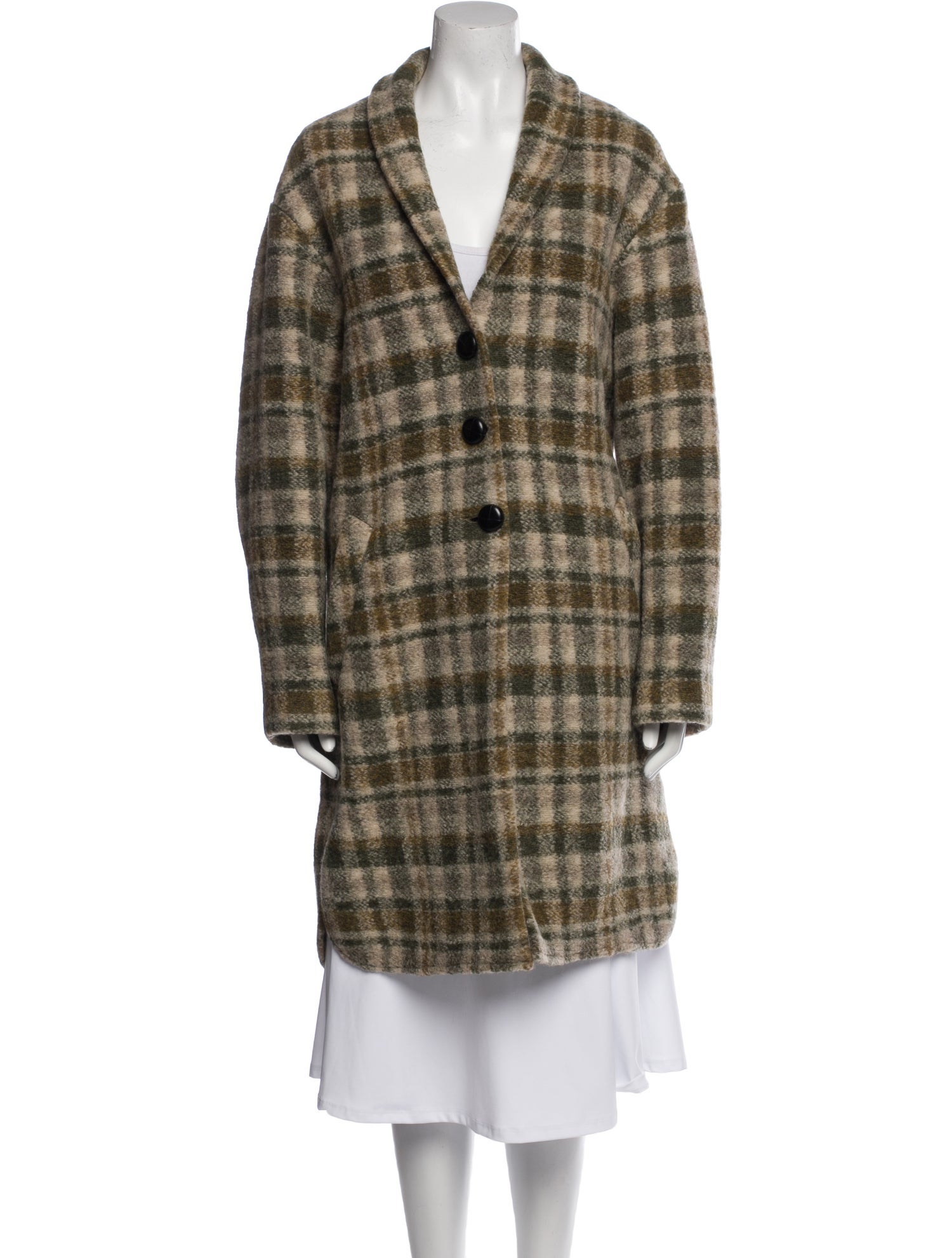 Isabel Marant Wool Plaid Print Coat