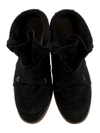 Isabel Marant Suede Scalloped Accent Lace-Up Boots