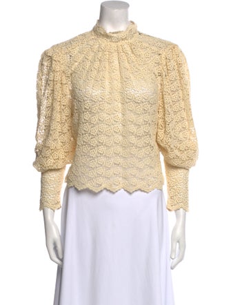 Isabel Marant Mock Neck Three-Quarter Sleeve Crop Top