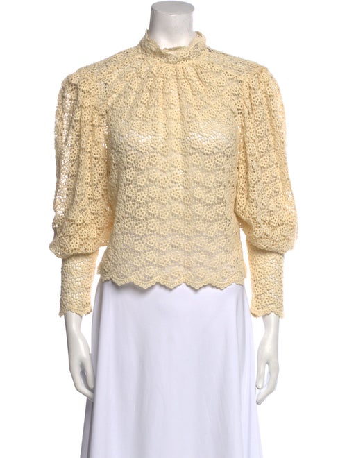 Isabel Marant Mock Neck Three-Quarter Sleeve Crop Top