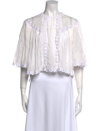Isabel Marant Lace Pattern Crew Neck Crop Top