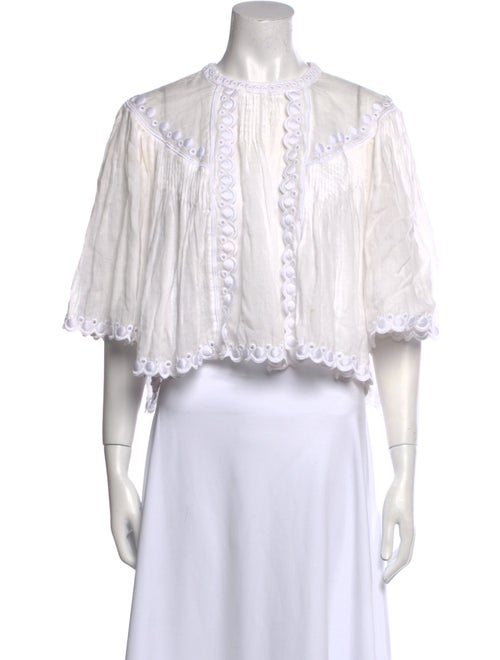 Isabel Marant Lace Pattern Crew Neck Crop Top