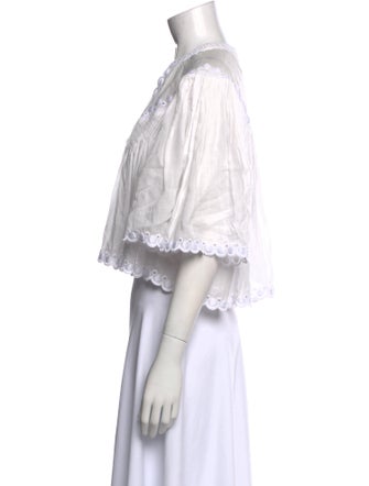 Isabel Marant Lace Pattern Crew Neck Crop Top