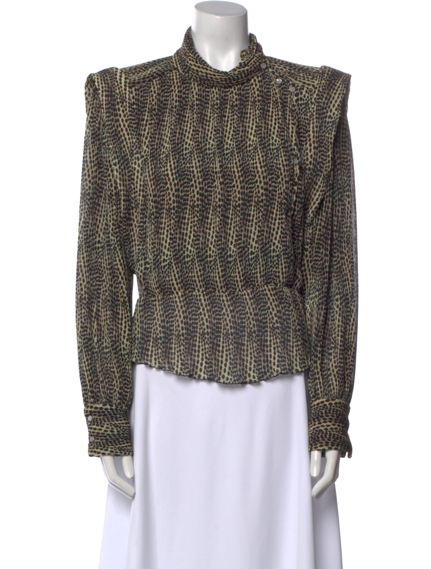 Isabel Marant Printed Mock Neck Button-Up Top