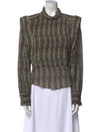 Isabel Marant Printed Mock Neck Button-Up Top