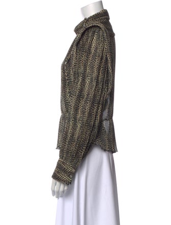 Isabel Marant Printed Mock Neck Button-Up Top