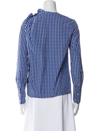 Isabel Marant Plaid Print Mock Neck Top