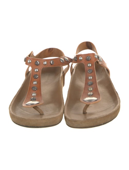 Isabel Marant Leather Studded Accents T-Strap Sandals