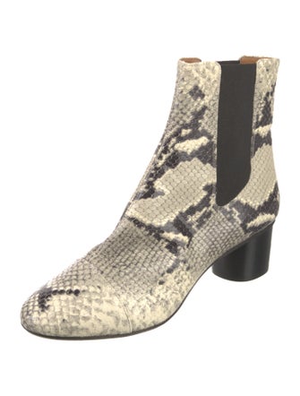 Isabel Marant Embossed Leather Animal Print Chelsea Boots