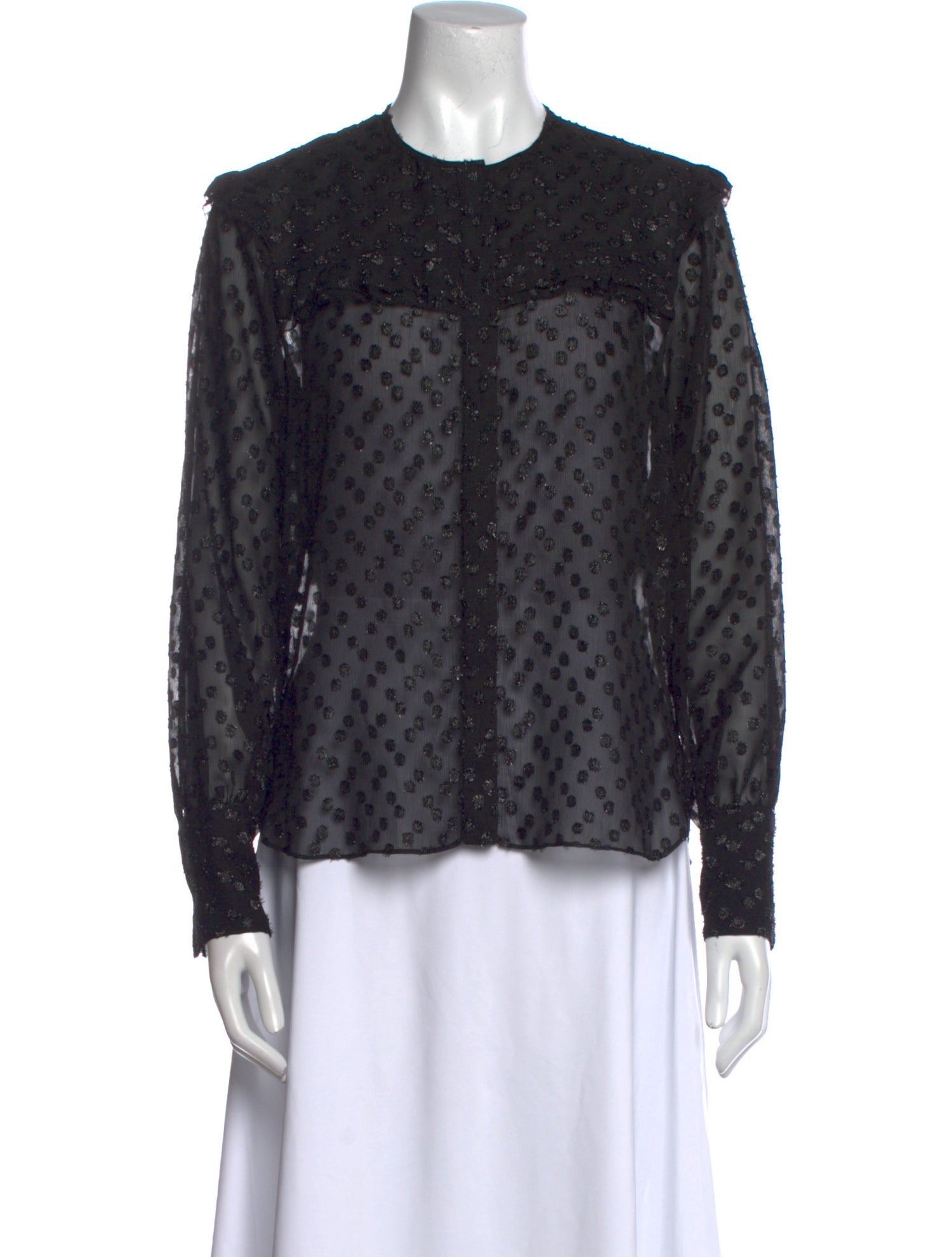 Isabel Marant Polka Dot Print Crew Neck Button-Up Top