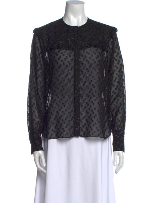 Isabel Marant Polka Dot Print Crew Neck Button-Up Top