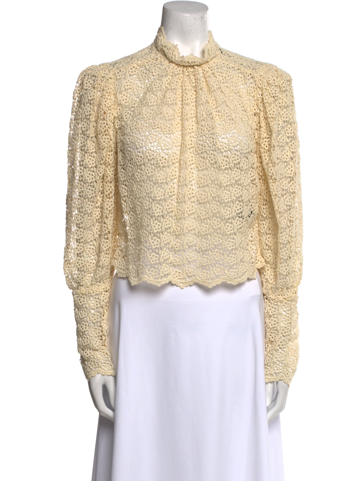 Isabel Marant Lace Pattern Mock Neck Crop Top