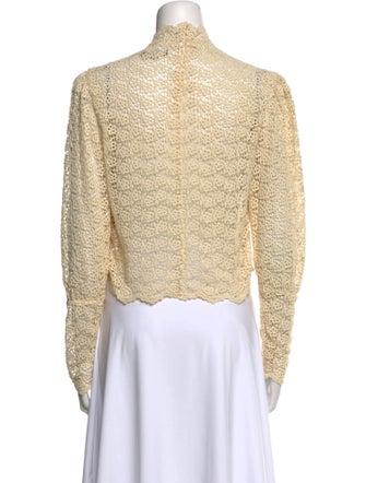 Isabel Marant Lace Pattern Mock Neck Crop Top
