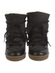 Isabel Marant Leather Fur Trim Lace-Up Boots