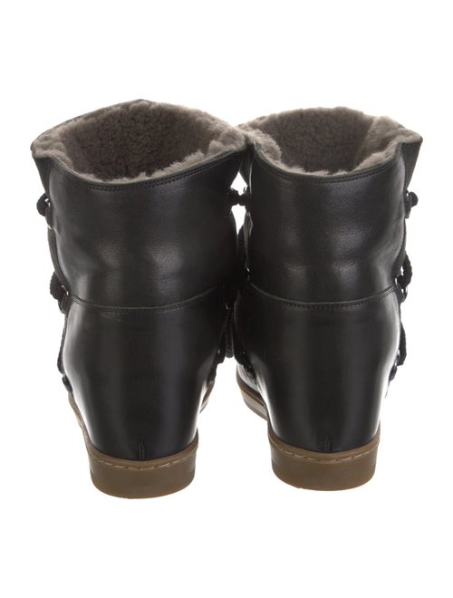 Isabel Marant Leather Fur Trim Lace-Up Boots