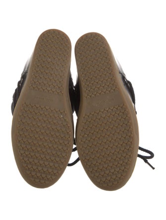 Isabel Marant Leather Fur Trim Lace-Up Boots