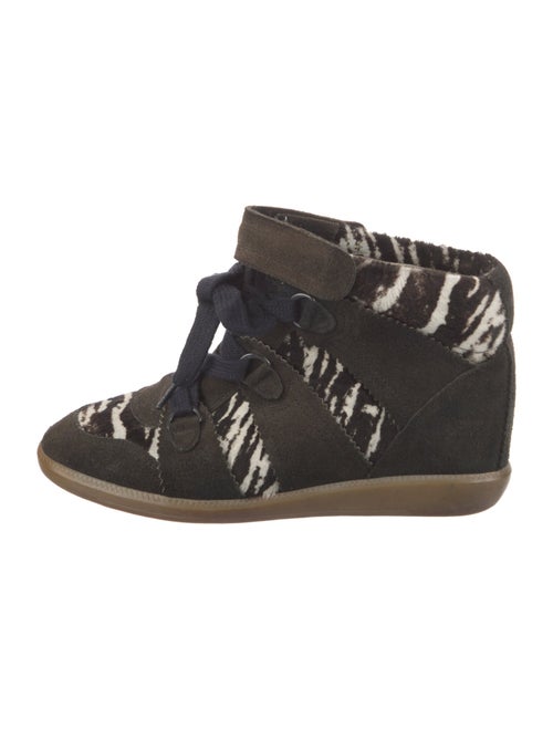 Isabel Marant Suede Animal Print Wedge Sneakers