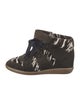 Isabel Marant Suede Animal Print Wedge Sneakers