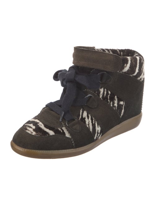 Isabel Marant Suede Animal Print Wedge Sneakers
