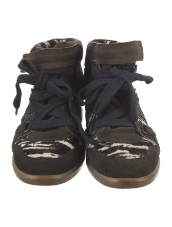 Isabel Marant Suede Animal Print Wedge Sneakers