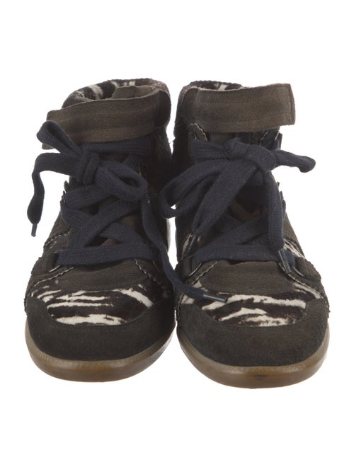Isabel Marant Suede Animal Print Wedge Sneakers