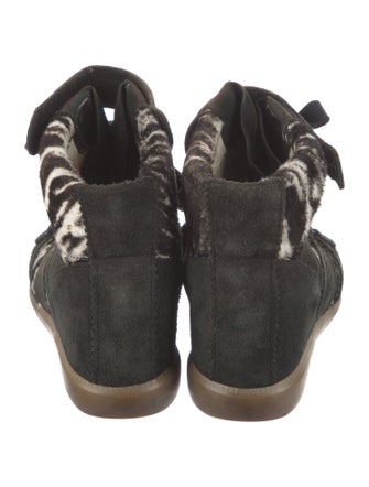 Isabel Marant Suede Animal Print Wedge Sneakers