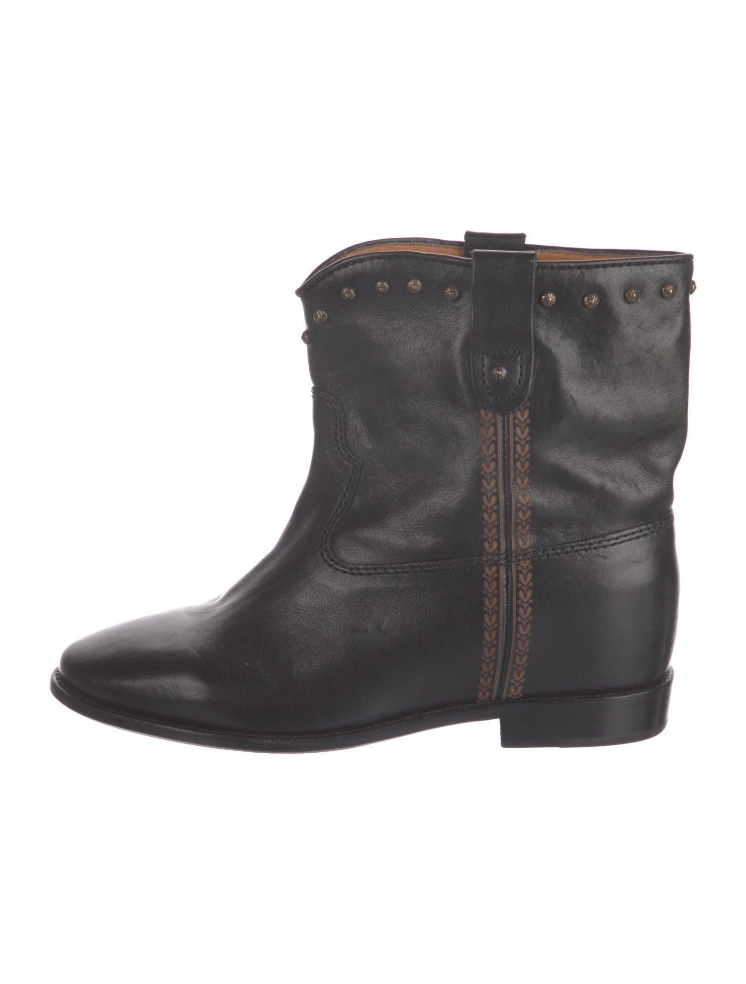 Isabel Marant Leather Studded Accents Moto Boots