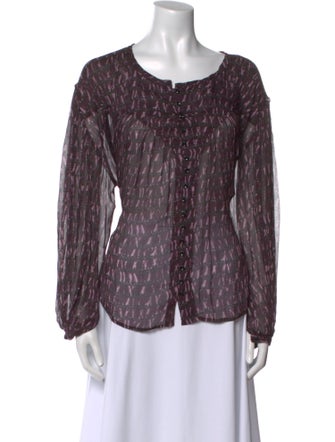Isabel Marant Animal Print Scoop Neck Blouse