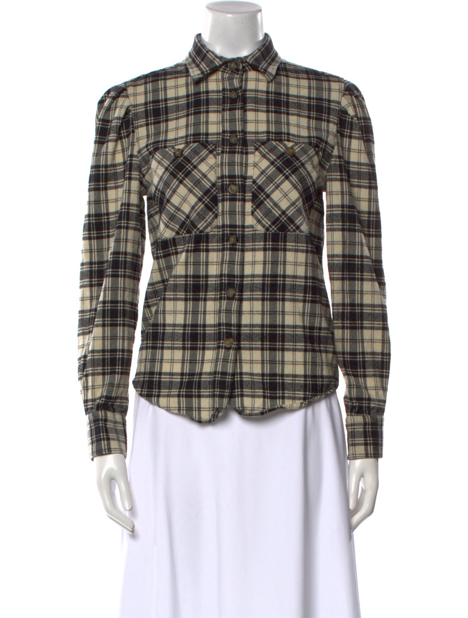 Isabel Marant Plaid Print Long Sleeve Button-Up Top