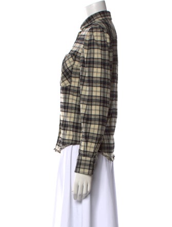 Isabel Marant Plaid Print Long Sleeve Button-Up Top