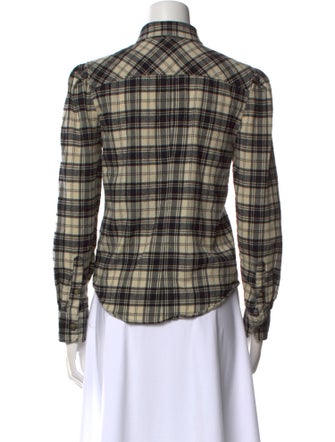 Isabel Marant Plaid Print Long Sleeve Button-Up Top