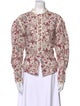 Isabel Marant Floral Print Mock Neck Button-Up Top