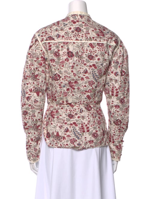 Isabel Marant Floral Print Mock Neck Button-Up Top