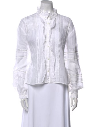 Isabel Marant Mock Neck Long Sleeve Button-Up Top