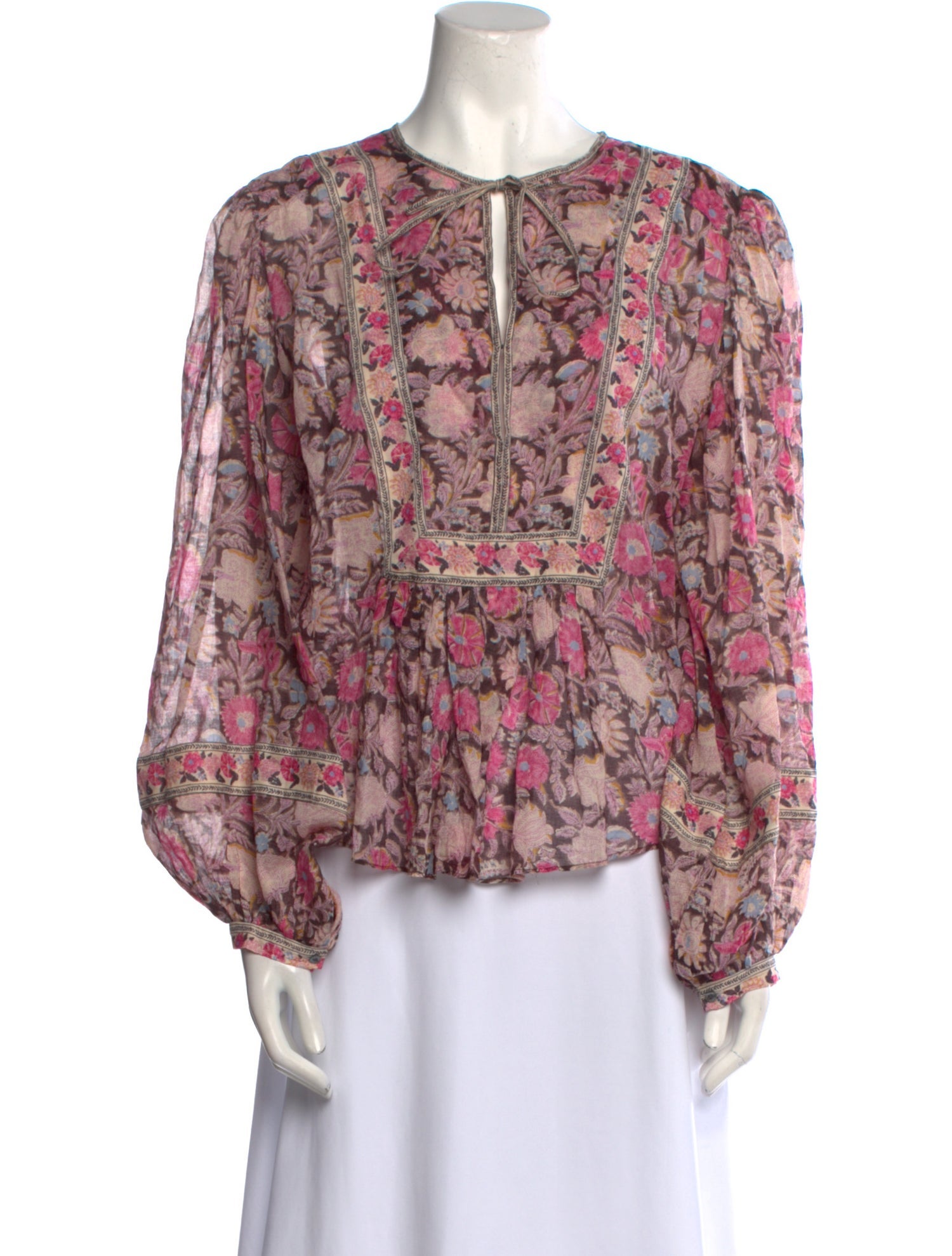 Isabel Marant Floral Print Tie Neck Blouse