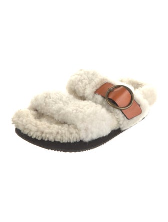 Isabel Marant Shearling Colorblock Pattern Slides