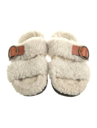 Isabel Marant Shearling Colorblock Pattern Slides