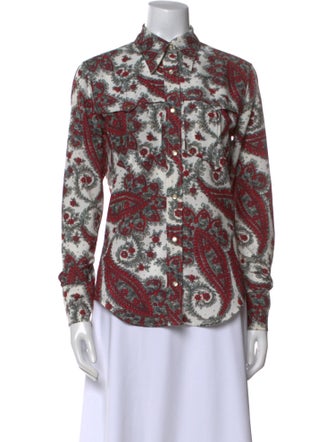 Isabel Marant Paisley Print Long Sleeve Button-Up Top