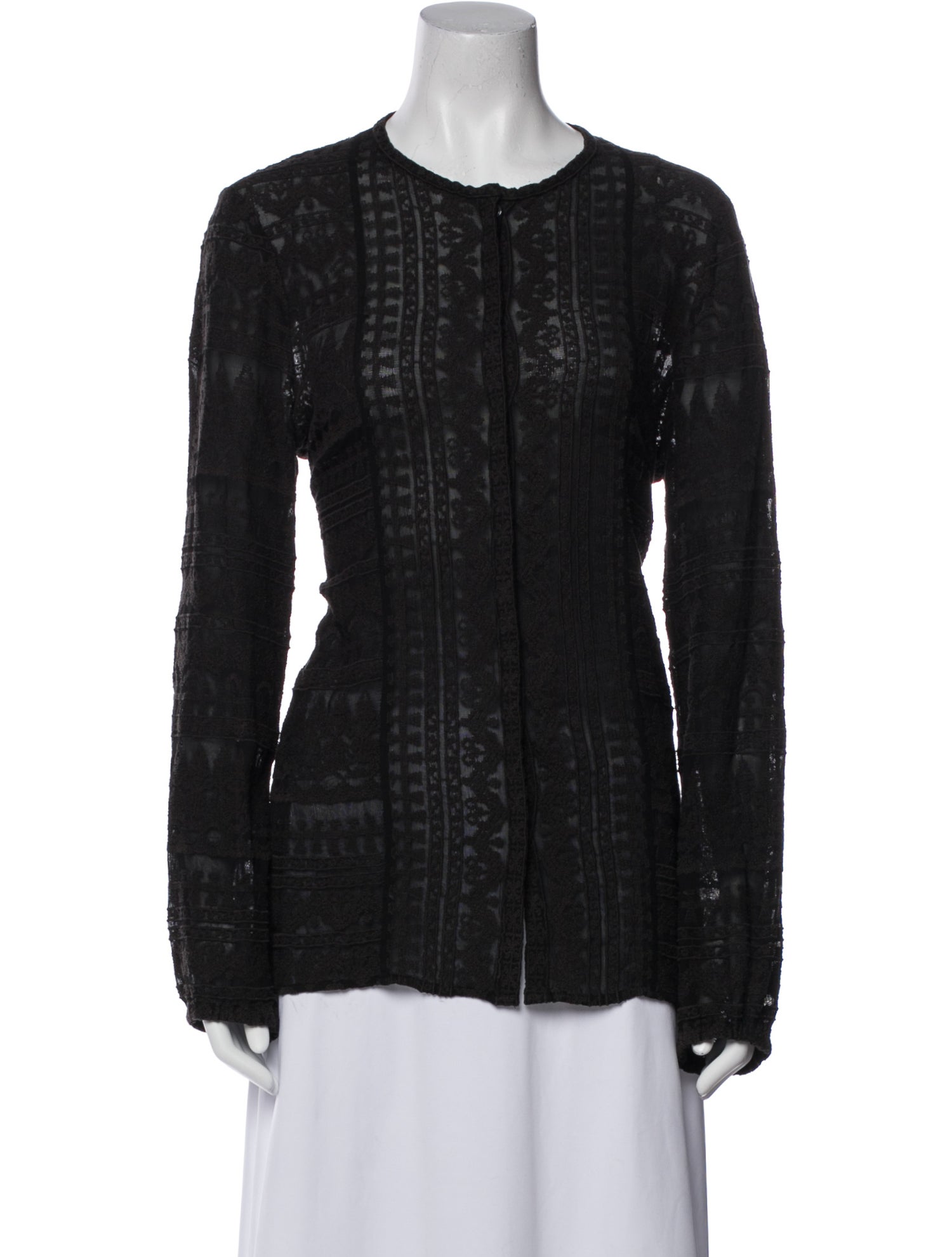 Isabel Marant Crew Neck Long Sleeve Button-Up Top