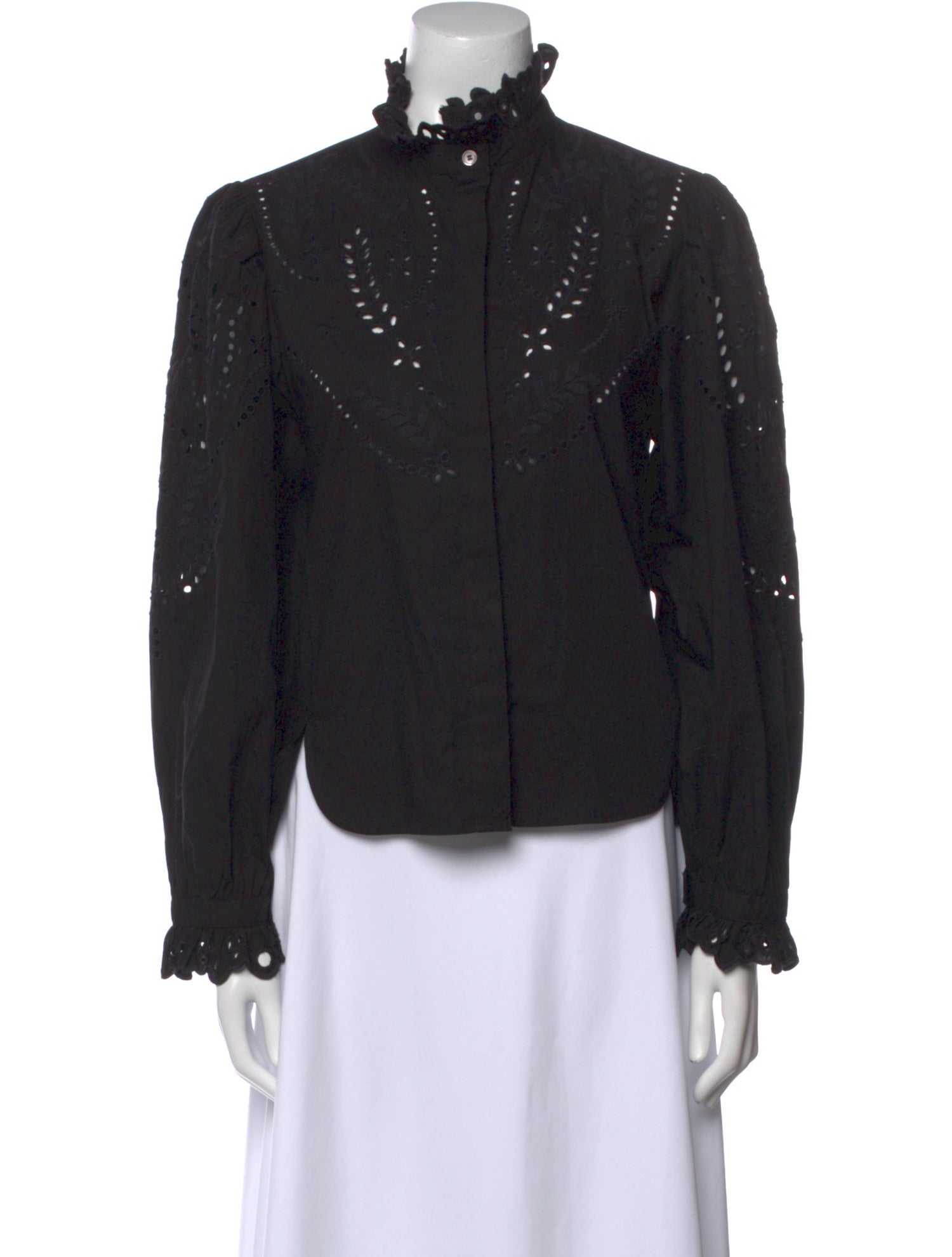 Étoile Isabel Marant Mock Neck Long Sleeve Button-Up Top