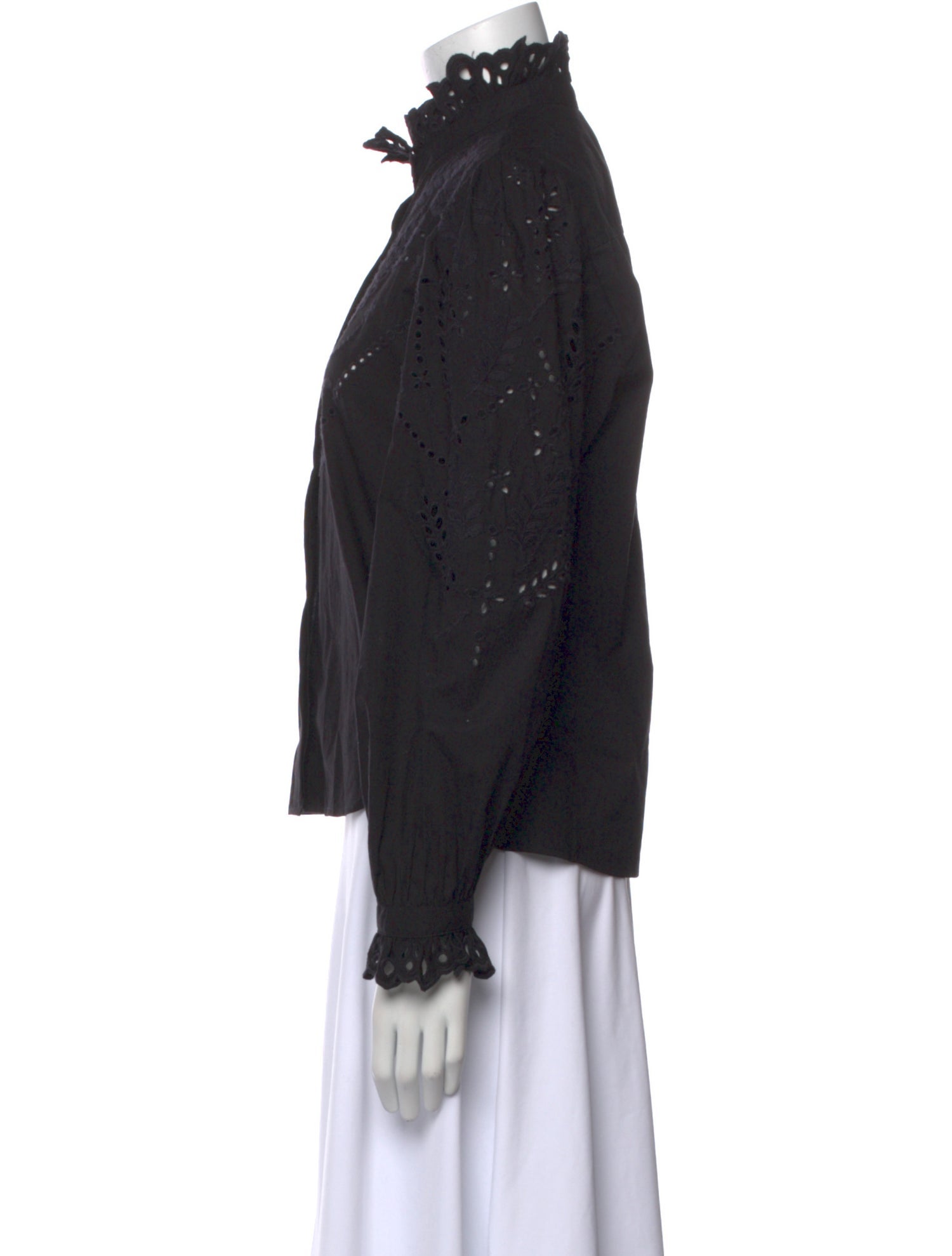 Étoile Isabel Marant Mock Neck Long Sleeve Button-Up Top