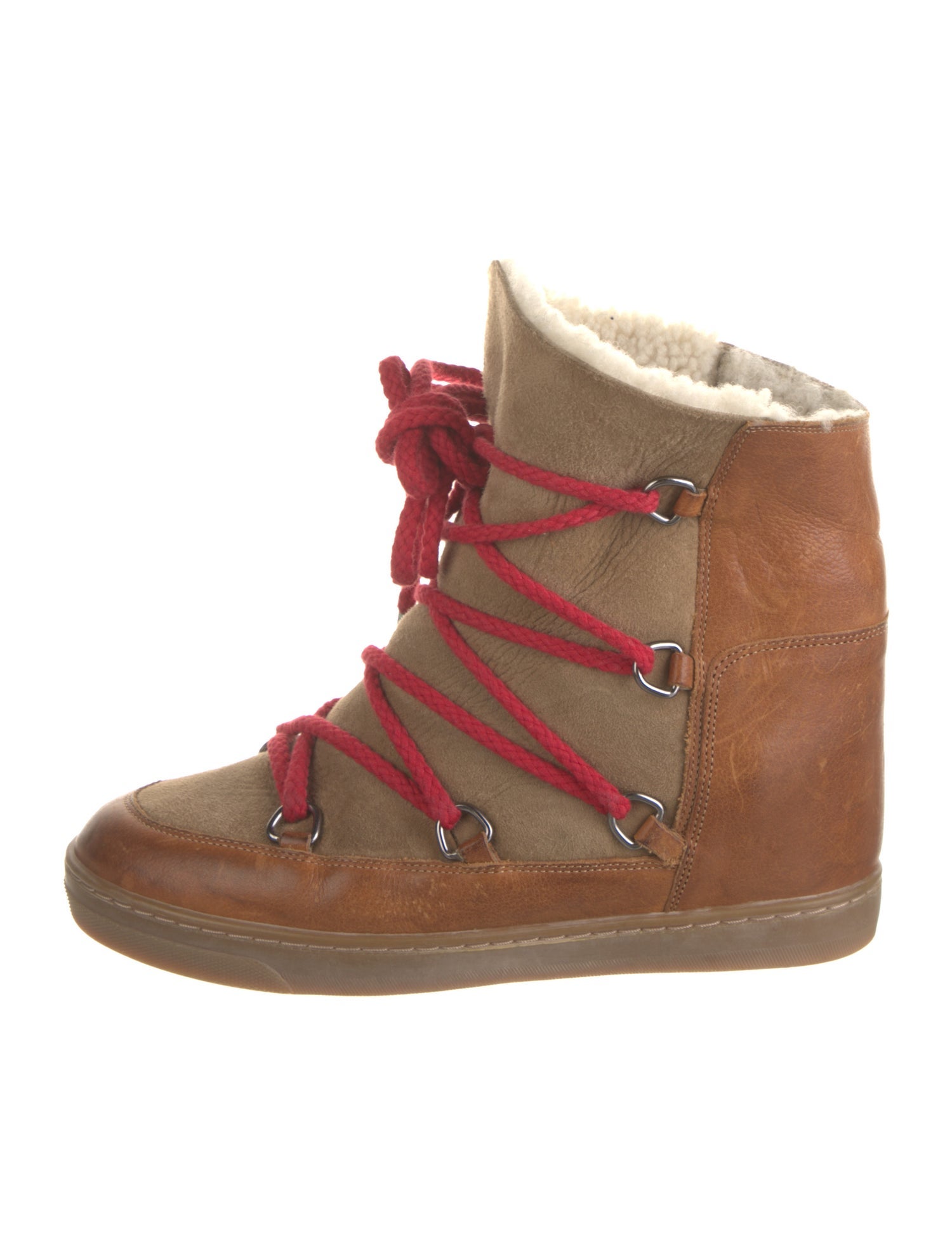 Isabel Marant Suede Colorblock Pattern Lace-Up Boots