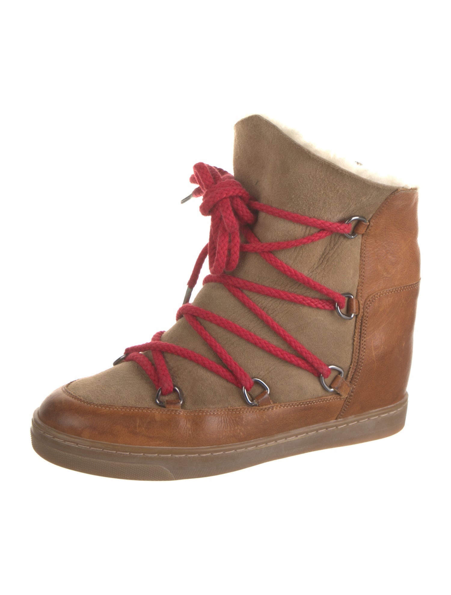 Isabel Marant Suede Colorblock Pattern Lace-Up Boots