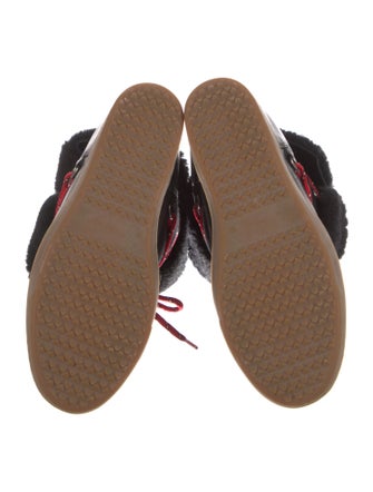 Isabel Marant Leather Colorblock Pattern Lace-Up Boots