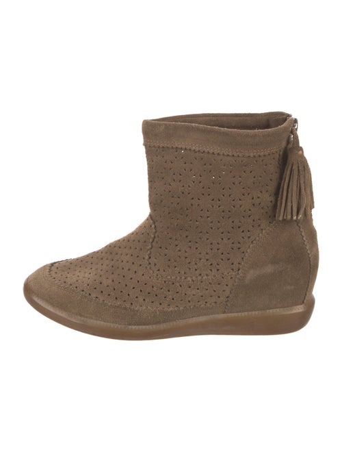 Isabel Marant Suede Lasercut Accents Wedge Sneakers