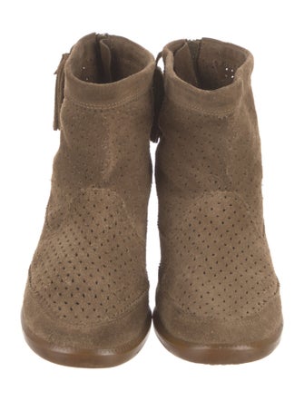 Isabel Marant Suede Lasercut Accents Wedge Sneakers