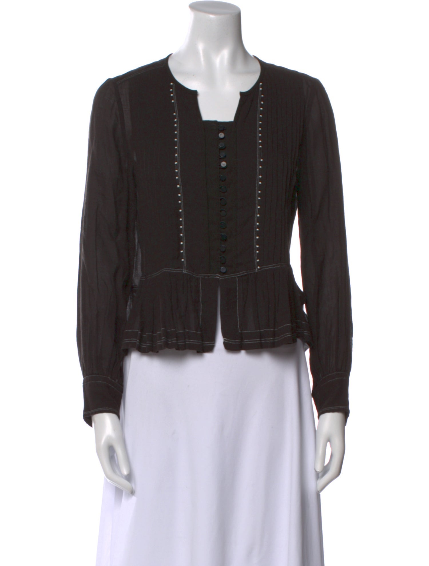 Isabel Marant Square Neckline Long Sleeve Crop Top