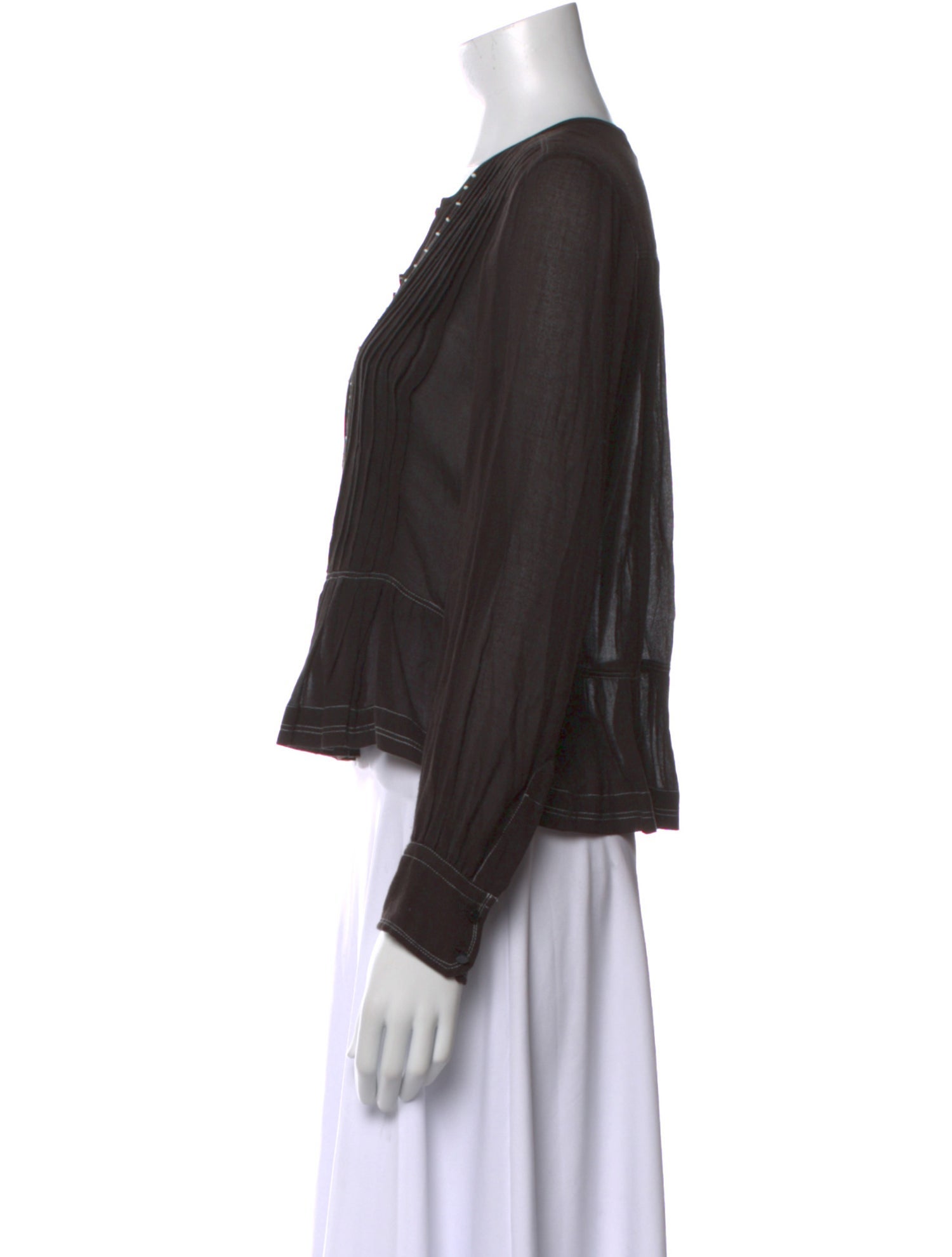 Isabel Marant Square Neckline Long Sleeve Crop Top